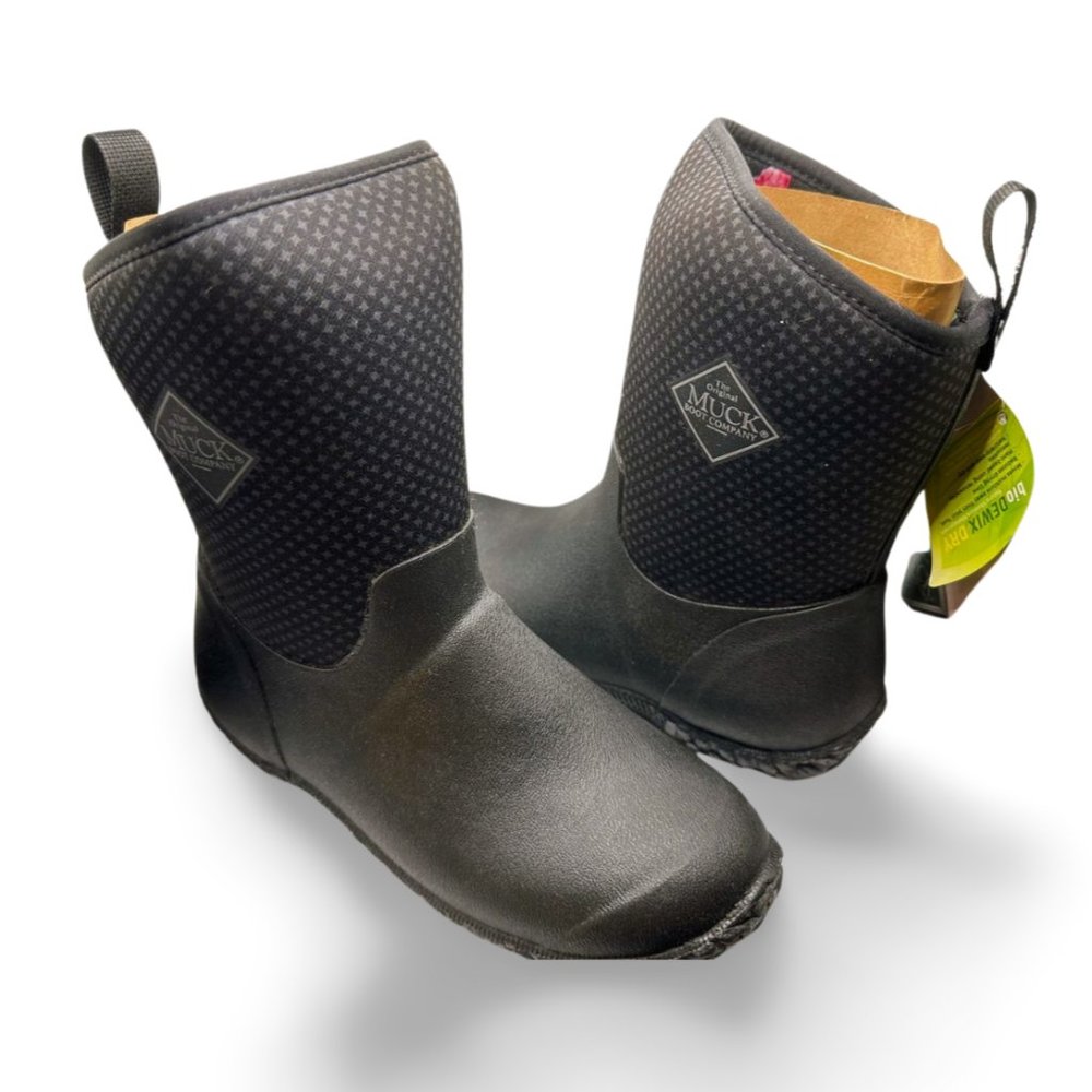 Muck Women's Boots Muckster Mid Black/Roses Rain WM2-1ROS Boating Boots Size 5